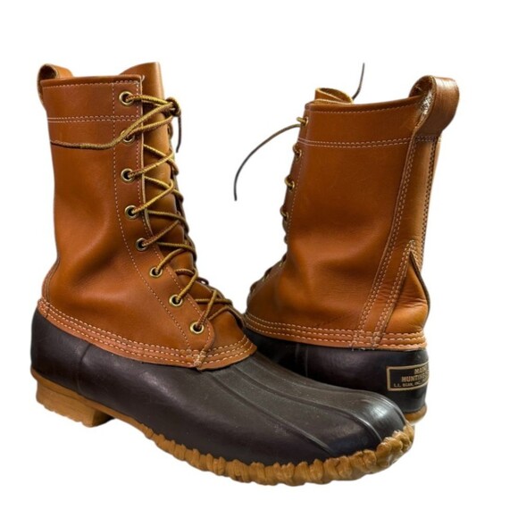 L.L. Bean 8.5 " MAINE HUNTING SHOE Boots Vintage Tan & Brown Women's Size 10 - Picture 7 of 8